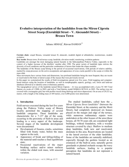 Evolutive Interpretation of the Landslides from the Miron Căproiu Street Scarp (Eternităţii Street – V