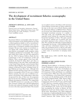 The Development of Recruitment Fisheries Oceanography in The