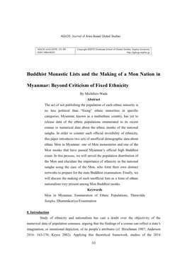 Buddhist Monastic Lists and the Making of a Mon Nation in Myanmar