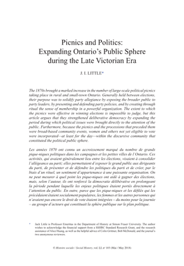 Picnics and Politics: Expanding Ontario's Public Sphere During The