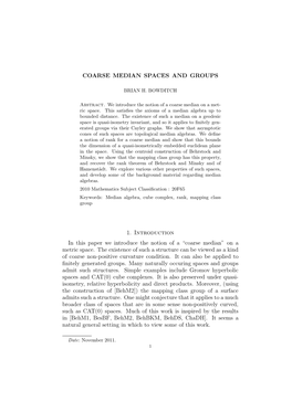 Coarse Median Spaces and Groups