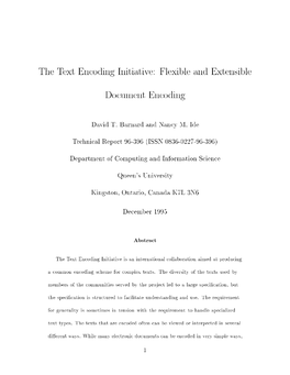 The Text Encoding Initiative: Flexible and Extensible Document Encoding