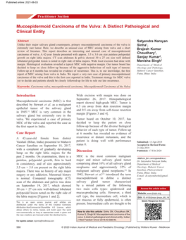 Mucoepidermoid Carcinoma of the Vulva: a Distinct Pathological and Clinical Entity