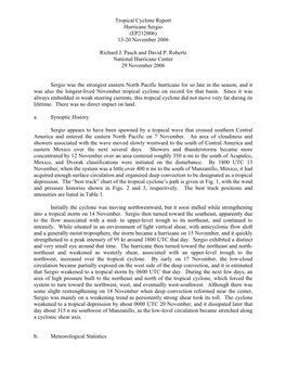 Tropical Cyclone Report Hurricane Sergio (EP212006) 13-20 November 2006