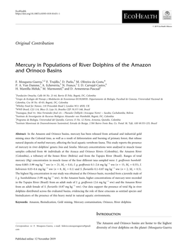 Mercury in Populations of River Dolphins of the Amazon and Orinoco Basins