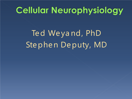 Cellular Neurophysiology Lecture