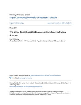 The Genus Dacne Latreille (Coleoptera: Erotylidae) in Tropical America