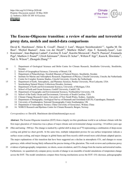 The Eocene-Oligocene Transition: a Review of Marine and Terrestrial Proxy Data, Models and Model-Data Comparisons David K