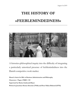 The History of »Feeblemindedness«