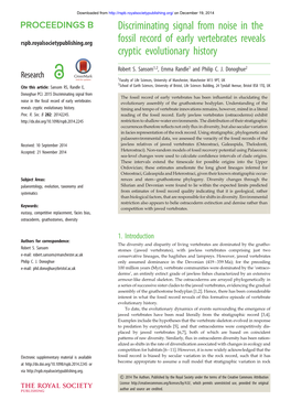 Discriminating Signal from Noise in the Fossil Record of Early Vertebrates