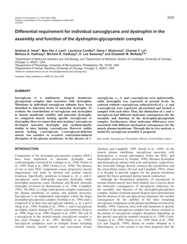 Genetics of Sarcoglycan Assembly and Function 2537