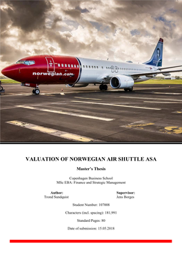 Valuation of Norwegian Air Shuttle Asa