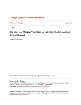 The Case for Extending the International Judicial Network