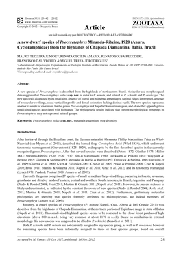 A New Dwarf Species of Proceratophrys Miranda-Ribeiro, 1920 (Anura, Cycloramphidae) from the Highlands of Chapada Diamantina, Bahia, Brazil