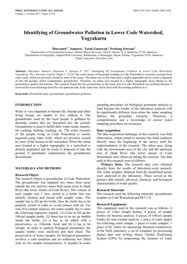 Identifying of Groundwater Pollution in Lower Code Watershed, Yogyakarta