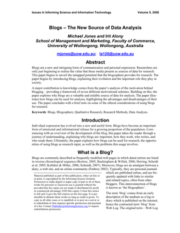 The New Source of Data Analysis Abstract Introduction What Is a Blog?