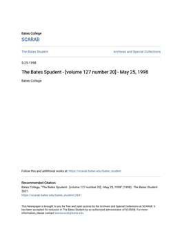 The Bates Spudent - [Volume 127 Number 20] - May 25, 1998