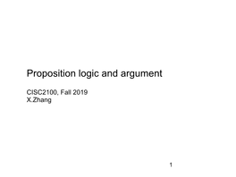 Proposition Logic and Argument