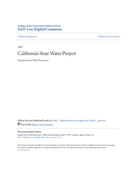 California's State Water Project Department of Water Resources