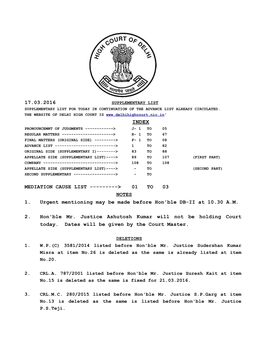 17.03.2016 Mediation Cause List