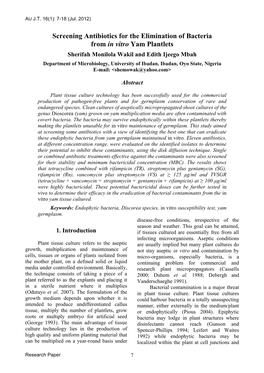 Screening Antibiotics for the Elimination of Bacteria