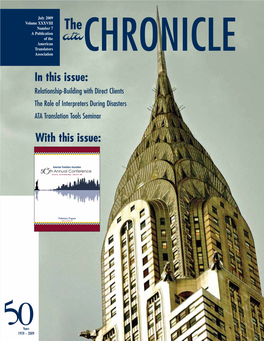 In This Issue: Relationship-Building with Direct Clients the Role of Interpreters During Disasters ATA Translation Tools Seminar