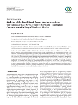 Skeleton of the Fossil Shark Isurus Denticulatus from the Turonian (Late Cretaceous) of Germany—Ecological Coevolution with Prey of Mackerel Sharks