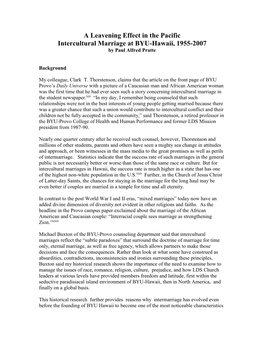 Intercultural Marriage at BYU-Hawaii, 1955-2007 by Paul Alfred Pratte