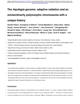 The Aquilegia Genome: Adaptive Radiation and An