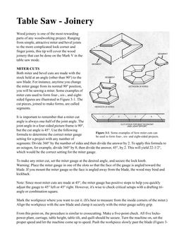 Table Saw - Joinery