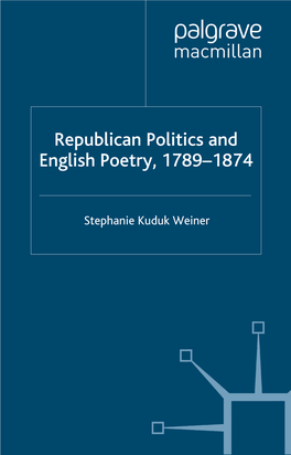 Republican Politics and English Poetry, 1789Â••1874