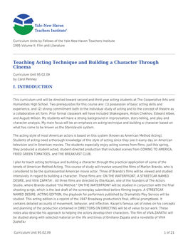 Teaching Acting Technique and Building a Character Through Cinema