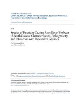 Species of Fusarium Causing Root Rot of Soybean in South Dakota