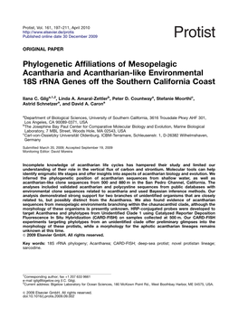 Phylogenetic Affiliations of Mesopelagic Acantharia And