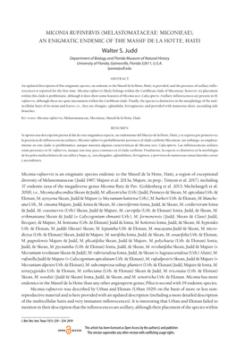 Walter S. Judd Department of Biology and Florida Museum of Natural History University of Florida, Gainesville, Florida 32611, U.S.A