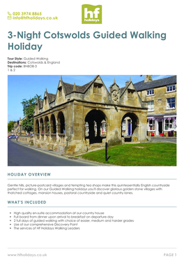 3-Night Cotswolds Guided Walking Holiday