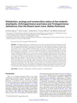 Distribution, Ecology and Conservation Status of Two Endemic Amphipods