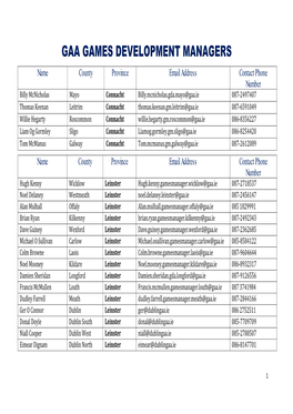 Gaa Games Development Managers