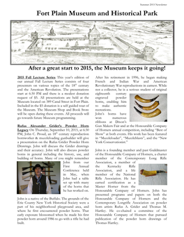 Fort Plain Museum and Historic Park Newsletter Fall 2014