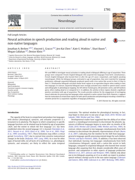 Neural Activation in Speech Production and Reading Aloud in Native and Non-Native Languages