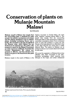 Conservation of Plants on Mulanje Mountain Malawi Ian Edwards