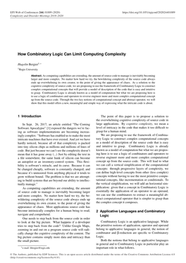 How Combinatory Logic Can Limit Computing Complexity