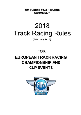 2018 Track Racing Rules