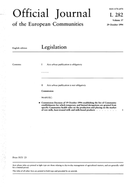 Official Journal L 282 Volume 37 of the European Communities 29 October 1994