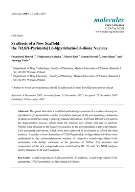 The 7H,8H-Pyrimido[1,6-B]Pyridazin-6,8-Dione Nucleus