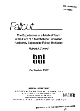 The Experiences of a Medical Team in the Care of a Marshallese Population Accidently Exposed to Fallout Radiation