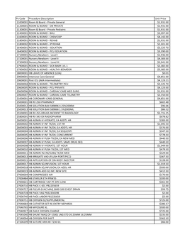 Px Code Procedure Description Unit Price 11000001 Room & Board