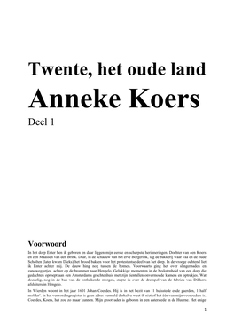 Twente, Het Oude Land Anneke Koers Deel 1