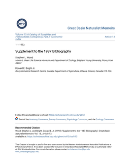 Supplement to the 1987 Bibliography