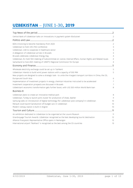 Uzbekistan – June 1-30, 2019